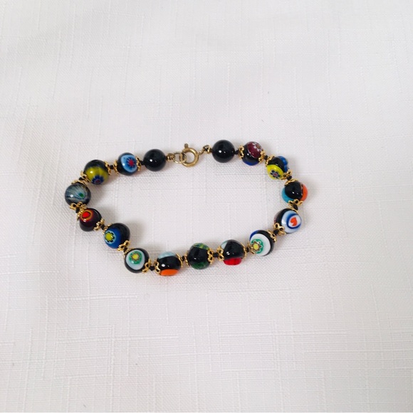 Murano Venetian Millefiori Glass Bead Bracelet - Picture 4 of 4